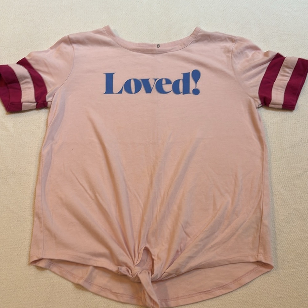 Old Navy Tee shirt LARGE 10-12 girls knotted tie front s/l
